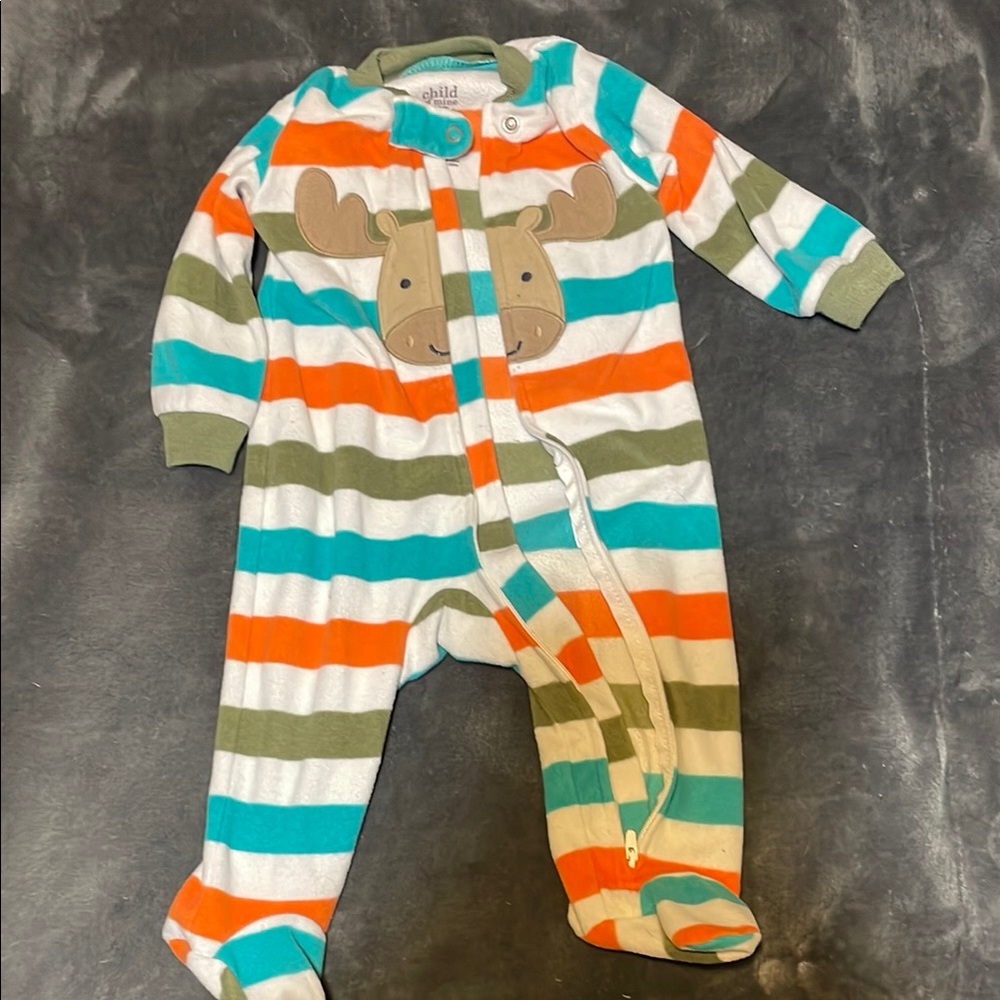 Striped Moose Kids One Piece